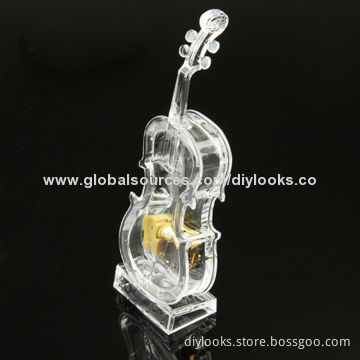 Transparent Crystal Violin-shaped Music Box